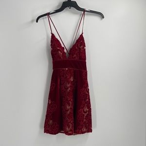 SAYLOR Red Lace Mini Dress